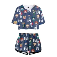 my hero academia short suit women girl 2 piece crop sets outfits 3d print japanese cute anime cosplay 2021 new summer tracksuit