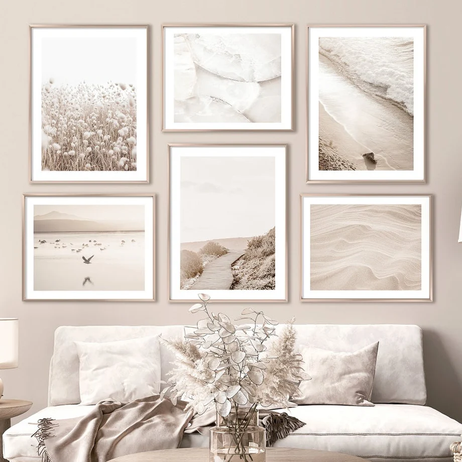 

Wall Art Canvas Painting Sea Waves Beach Path Dandelion Pattern Nordic Posters And Prints Wall Pictures For Living Room Decor