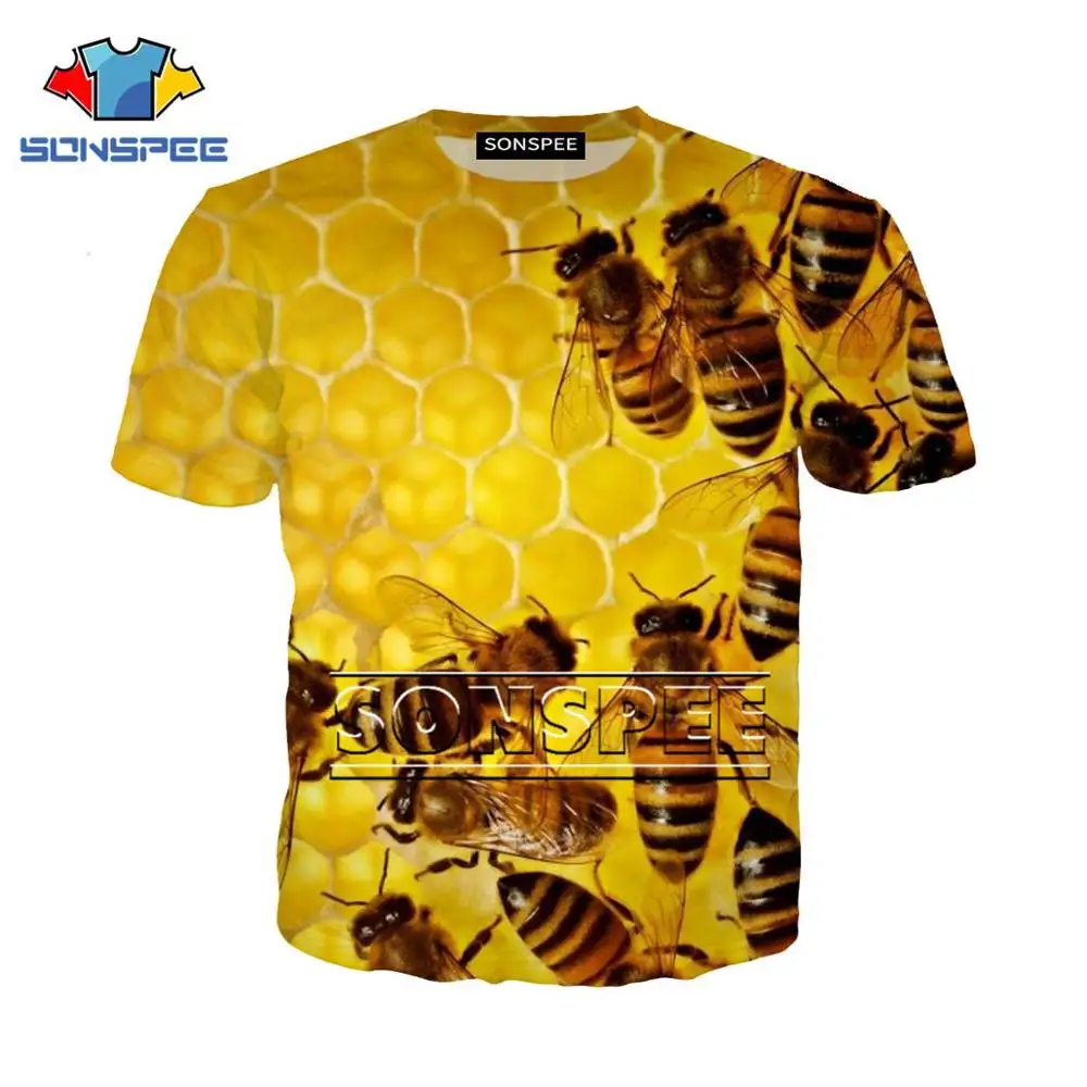 Мужская и женская футболка SONSPEE bees insect hurajuku с 3D принтом Лидер продаж модная