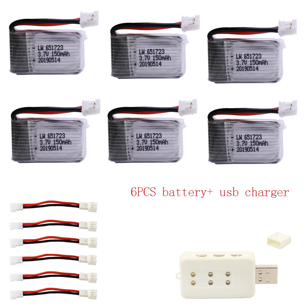 Аккумулятор Lipo 3,7 в 150 мАч и зарядное устройство usb для H36 E010 E011 E013 F36 CX-95 NH010 Запчасти для радиоуправляемых квадрокоптеров аксессуары для Дронов