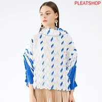 miyake autumn new korean style plaid pleated heap collar pullover womens loose casual long sleeved upper garment