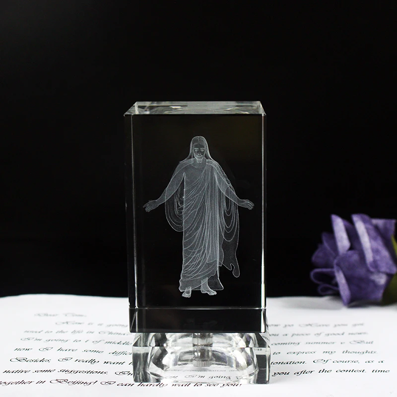 Церковные свадебные сувениры хрусталь кубик Иисуса 3D кварцевые кристаллы