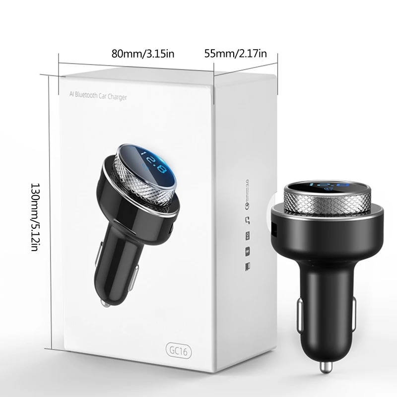 

QC3.0 FCP AFC Fast Car Charger Cigarette Lighter Charge Bluetooth5.0 Wireless