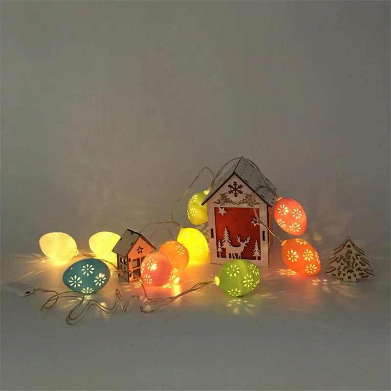 

Easter Decoration Light String 10LED Hollow Egg Plastic Pendant Ornament Christmas Decoration LED Small Light String(No Batter)
