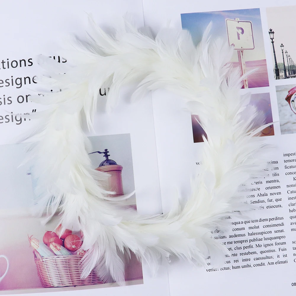 

Diy Craft Feather Wreath Beautiful Home Party Accessory White Rooster Natural Feather Premium plumes for festival Decor 15-20 CM