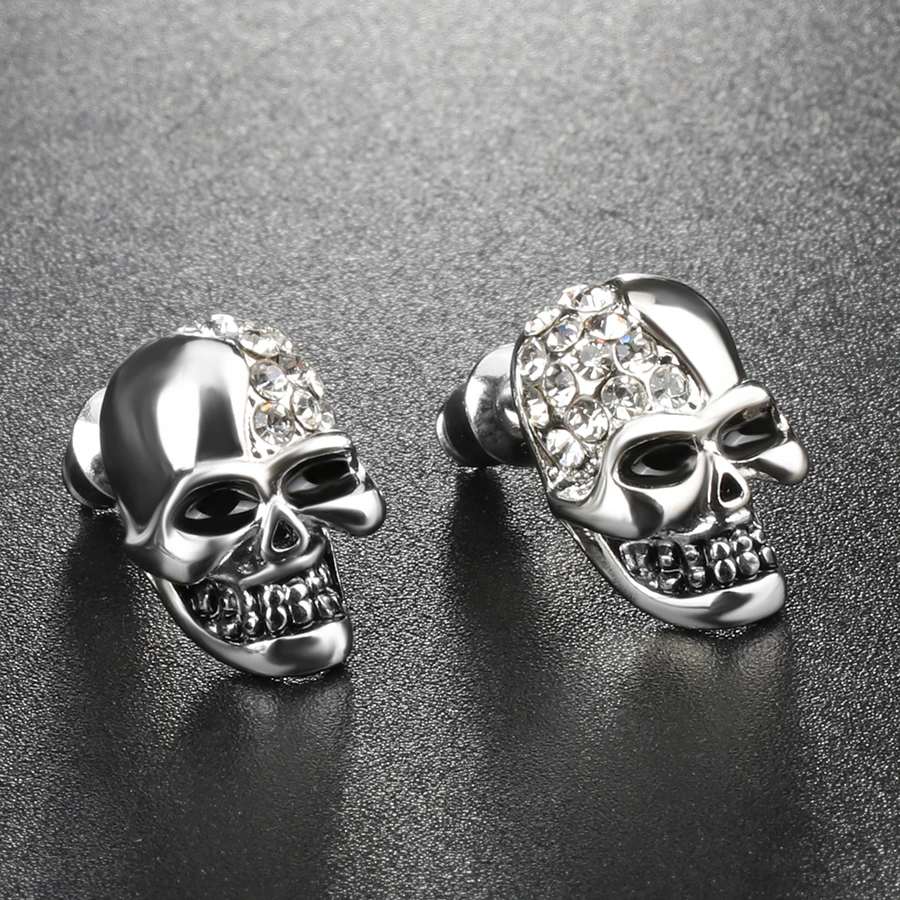 Wbmqda 2020 Hot Punk Earrings For Women Men Party Vintage Glossy Skull Shiny Zircon Earring Ear Jewelry Drop shipping | Украшения и