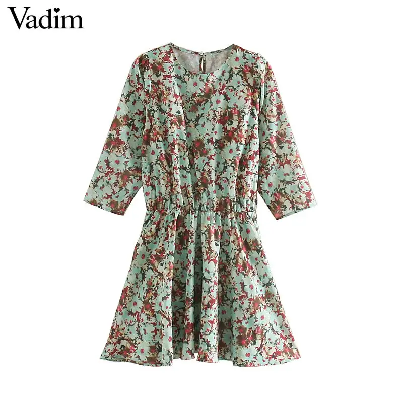 Женское элегантное платье vadim с цветочным принтом мини-платье эластичной