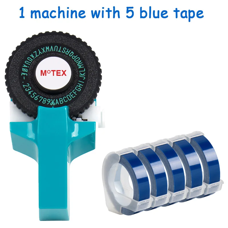 Небесно-Голубой MoTex E101 принтер мини DIY Ручная Совместимость для dymo 3D тиснение ручная лента ручная машинка надпись машина - Цвет: machine add 5 blue