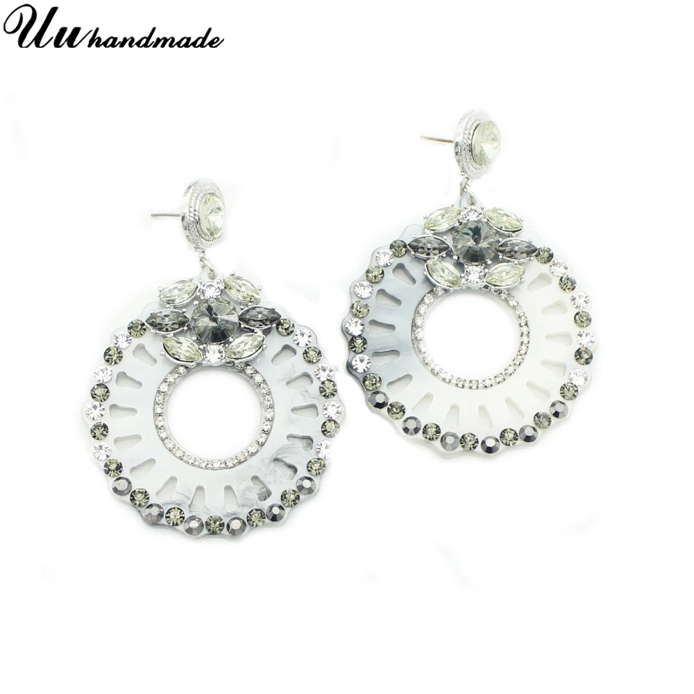 Кристальные и стразы вставки в акриловые круглые крупные серьги|earrings for|for