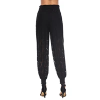 plus size office lady woman lace wide leg bloomers pant high waist see through elegant party beach crop harem pants trousers