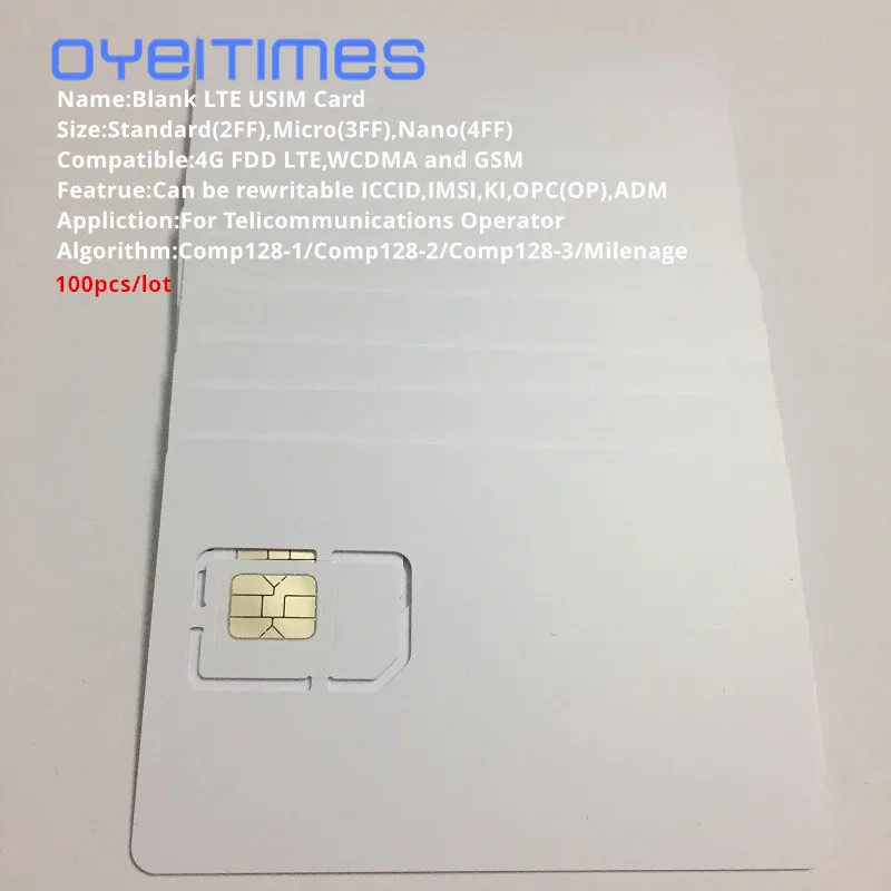 OYEITIMES Blank SIM Card 4G LTE Programmable SIM Card Mobile Phone SIM Card ICCID IMSI PIN PUK ADM KI Milenage COMP128 Algorithm