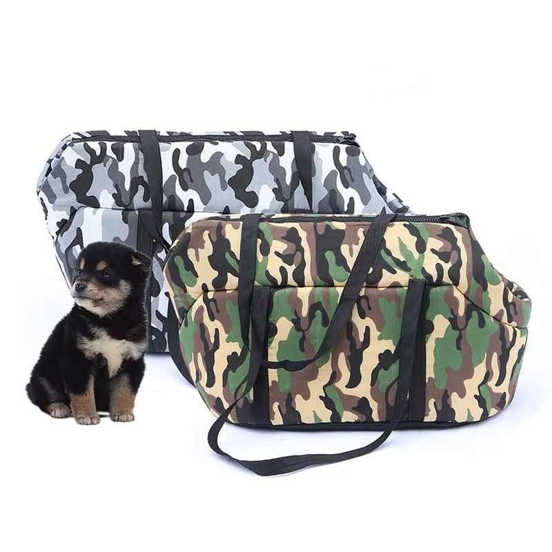Дорожная сумка переноска для собак щенков кошек на плечо камуфляжная