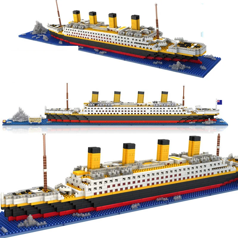 

Titanic 1860pcs Ship 3d Diy Building Blocks Toy Titanic Boat Model Educational exhibition/Collection Birthday Gift For Children