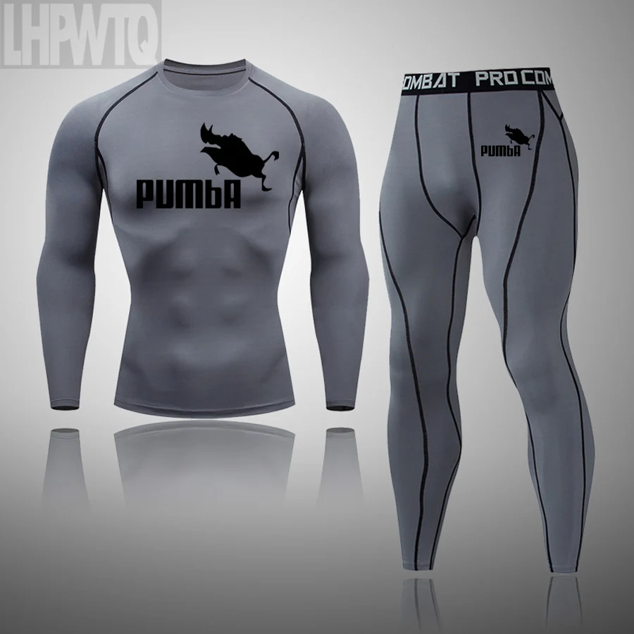 

New Brand Set Thermal Underwear Men Compression Sweat Quick Drying Long Johns fitness Sportswear Suit For Men 2-piece Set