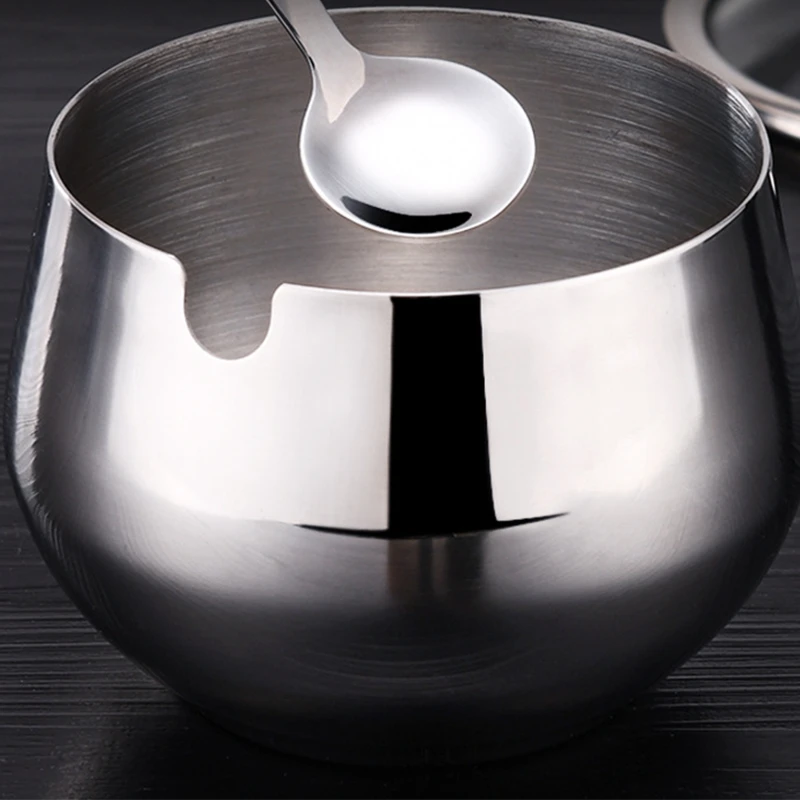 

Stainless Steel Seasoning Pot Set Kitchen Visible Seasoning Salt Sugar Pepper 37MF