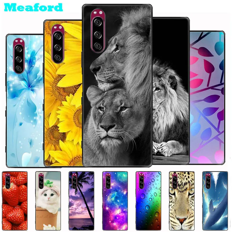 

For Sony Xperia 5 10 II Case Black Silicone Soft Phone Case For Sony Xperia 5 II Cover TPU Funda for Sony Xperia 1 ii Case Lion