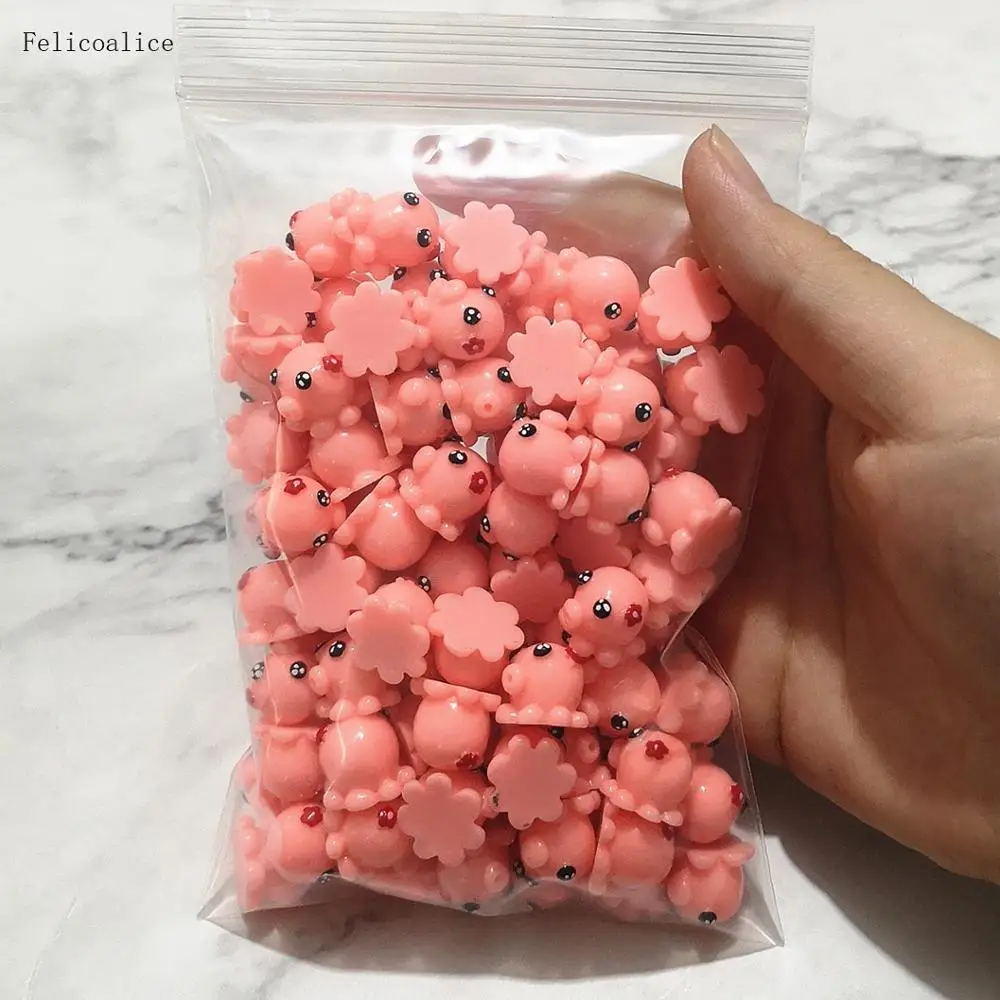 100pcs 100 шт слайм DIY аксессуары Мультяшные животные торт игрушка Смола Рождество утка пушистый прозрачный поставки слаймов Подарочная игрушка - Цвет: 100pcs