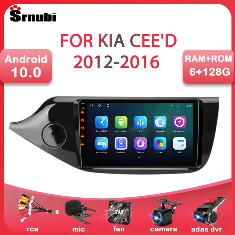 

Srnubi Android 10 Car Radio For KIA Cee'd CEED JD 2012-2018 2 din WIFI GPS Navigation Bluetooth Multimedia Video Players DSP RDS
