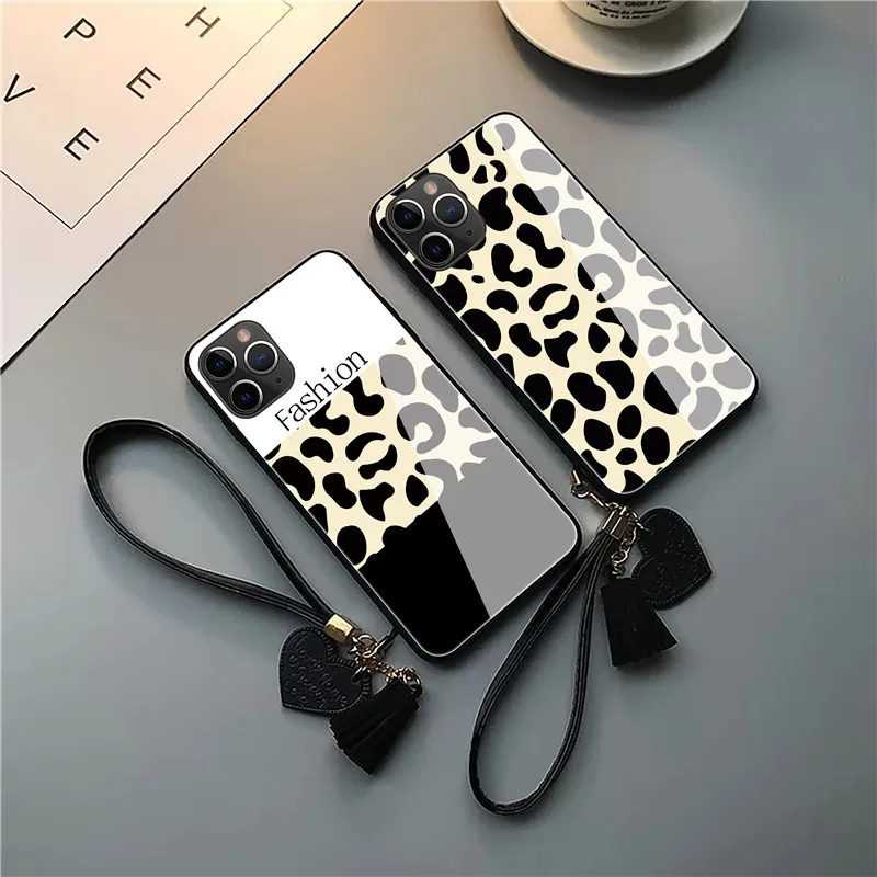Модный леопардовый узор из закаленного стекла Роскошный чехол для телефона iphone 11