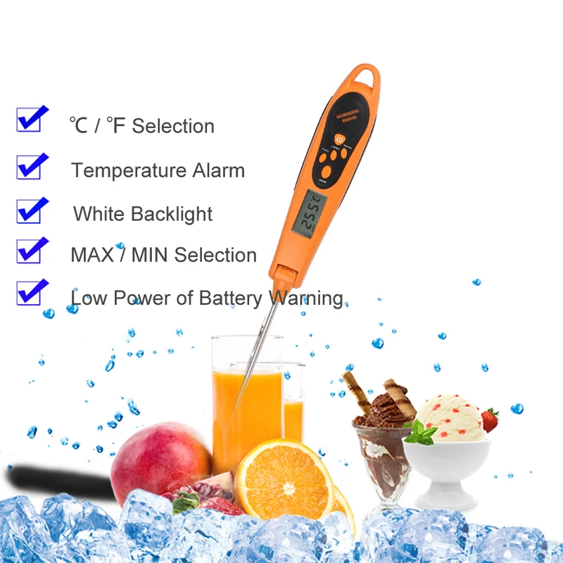 Цифровой термометр для приготовления пищи мгновенного чтения мяса складной зонд