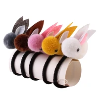 fashion cute animal plush rabbit hair ring headband soft rabbit hair rope rubber band elastic headwear children hair accessories