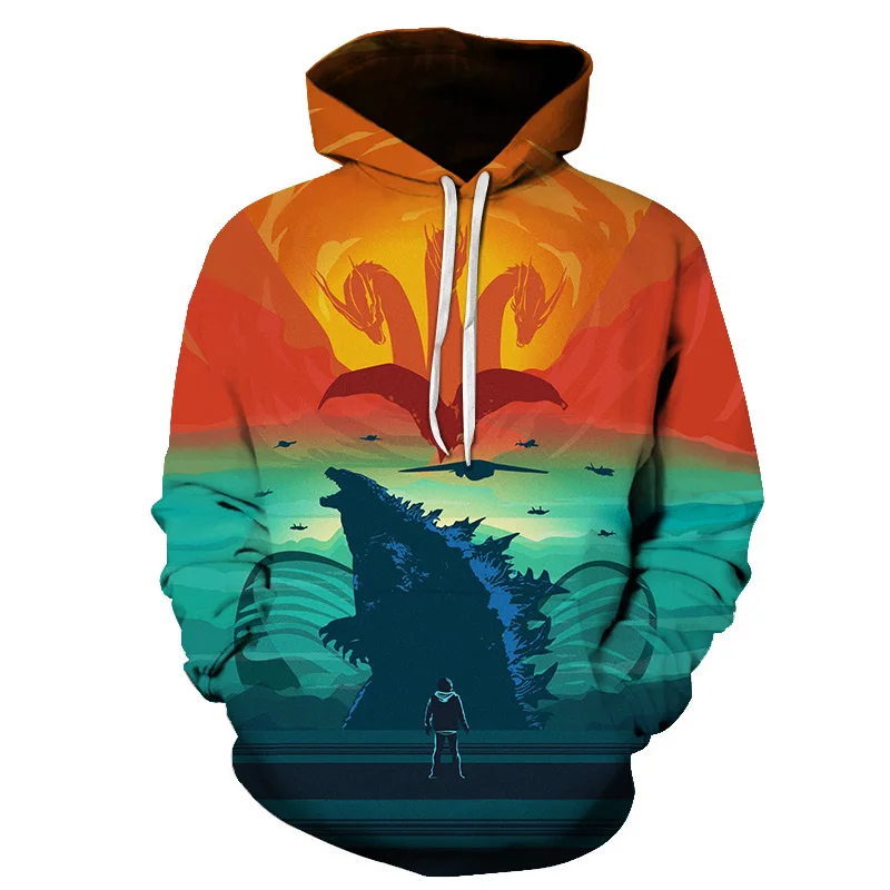 Крутая толстовка с рисунком дракона капюшоном топы модная 3D принтом новинка 2019