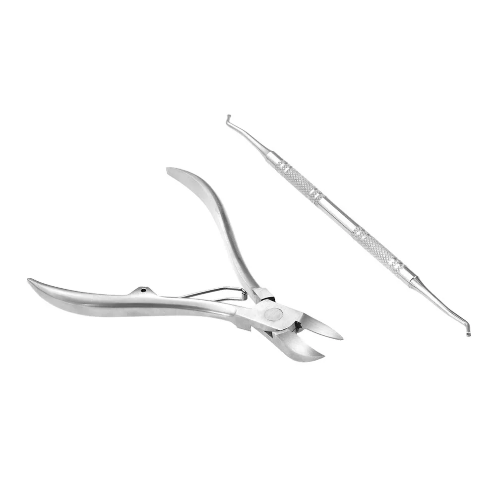

2pcs Stainless Steel Nail Cuticle Scissor + Ingrowing Toenail Cleaner Nail Clippers Finger and Toe Nail Nipper Nail Manicure Ped