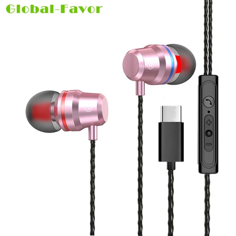 Наушники вкладыши Global Favor с разъемом type c 120 см высококачественные проводные