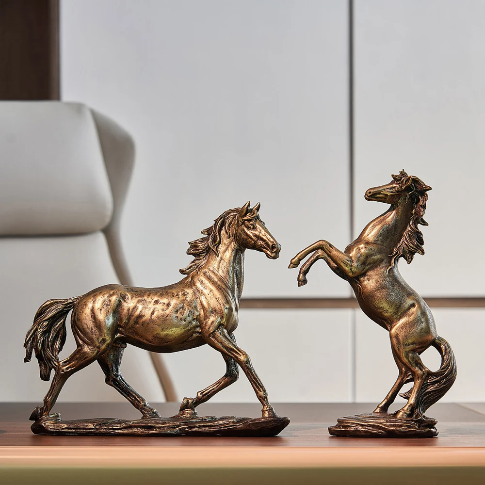 

Ретро лошадь украшения полимерный в форме животных счастливый подарок современный домашний Гостиная украшение стола Feng Shui украшения подар...