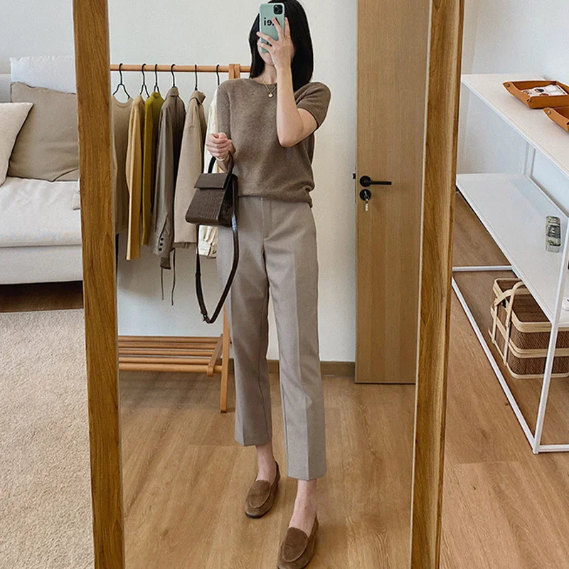 

Drainpipe Suit Pants Women's Straight Loose Spring and Autumn New Casual Pants High Waist Slimming Business Clothing Cropped Jum
