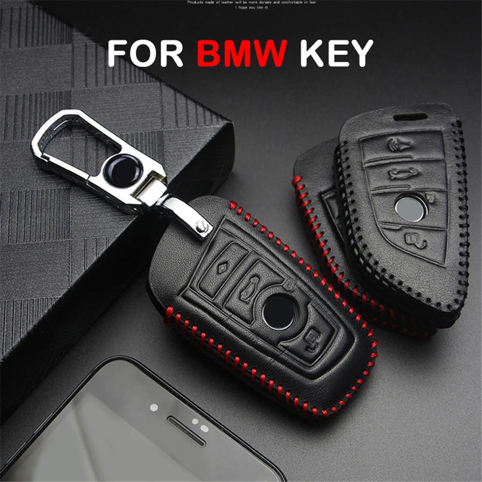 

Leather Car Key Cover Case For BMW Serie 5 3 1 G30 F20 E90 F31 E60 F07 X5 F15 E70 G05 X6 F16 E71 X3 X4 X1 M Key Ring Accessories