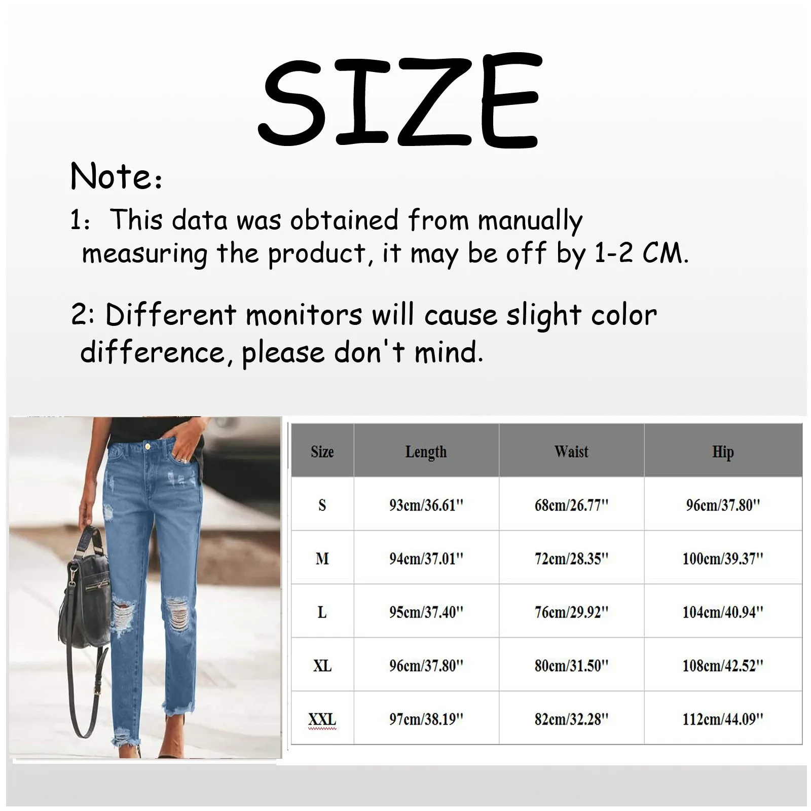 

Jeans Woman Casual Mid Waist Hole Ripped Straight Jeans For Women Skinny Denim Pants Streetwear Plus Size S-2xl All-match Jeans