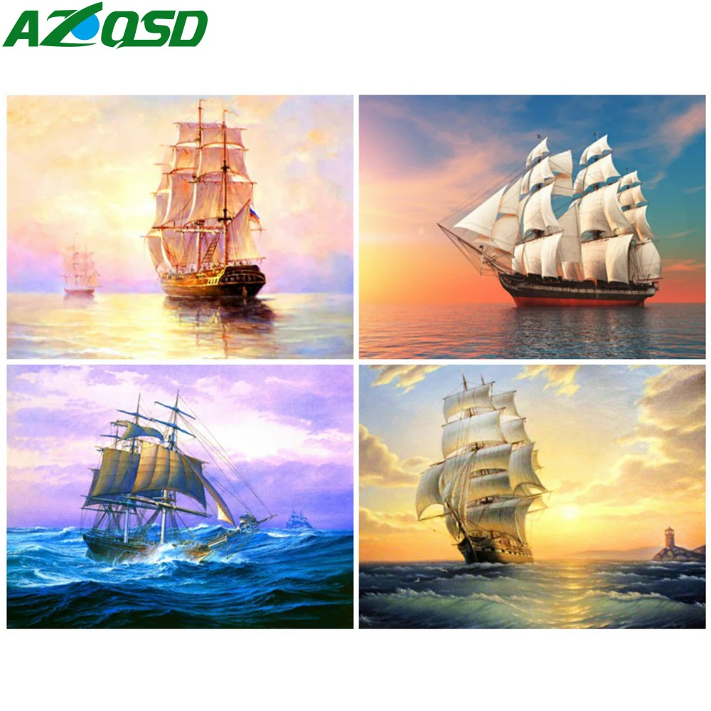 AZQSD 5D алмазная живопись сделай сам корабль вышивка полноразмерная мозаика