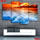 5d круглая алмазная живопись, полное сверление, квадратные волны закат, мозаика, вышивка крестиком, морской вид, декор ручной работы, сделай сам, вышивка, подарок, 4 шт.