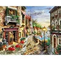 gatyztory 60x75cm paint by numbers seaside town oncanvas painting kits diy oil painting by numbers frameless wall art home decor
