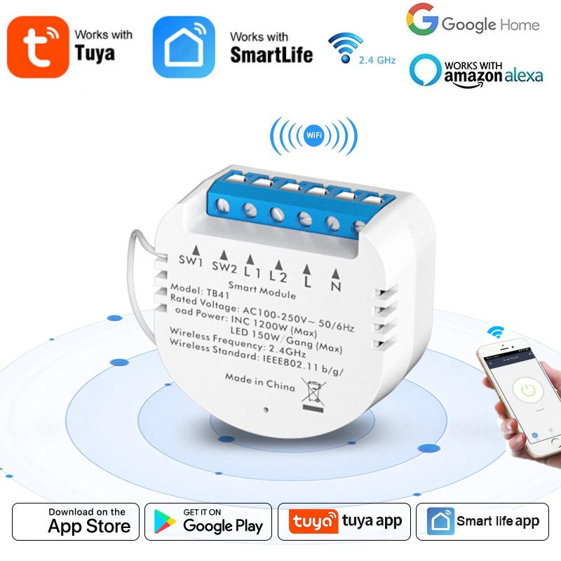 

Умный выключатель Tuya с Wi-Fi и управлением через приложение