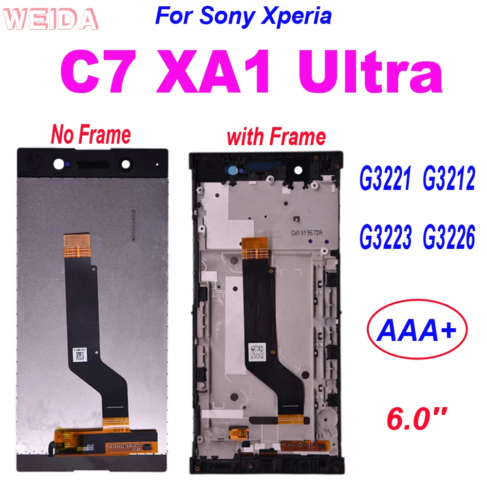 

6.0'' for Sony Xperia XA1 Ultra G3221 G3212 G3223 G3226 LCD Display Touch Screen Digitizer Assembly for Sony C7 LCD Frame