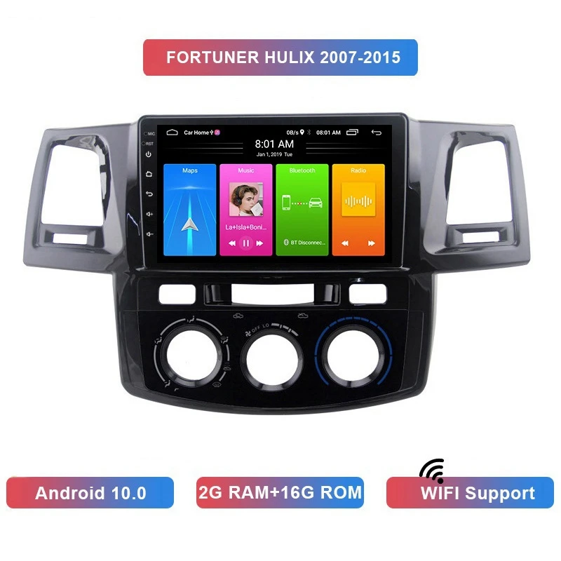 

9 Inch 2 Din Android 10.0 Car MP5 Player 2+16GB Bluetooth GPS Navigation for Toyota Fortuner Hulix 2007-2015 Automatic