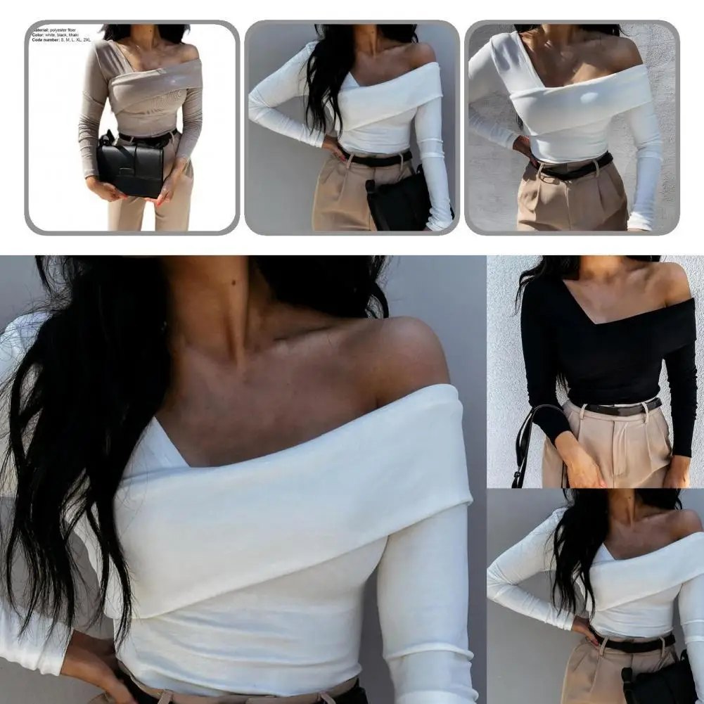 

Блузка женская, с открытыми плечами, однотонная, осенняя