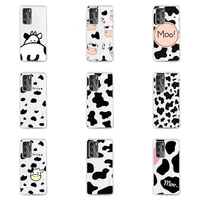 cow milk black white phone case transparent for huawei honor v 9 8 10 20 7 i s a c x pro lite play soft tpu clear mobile bags