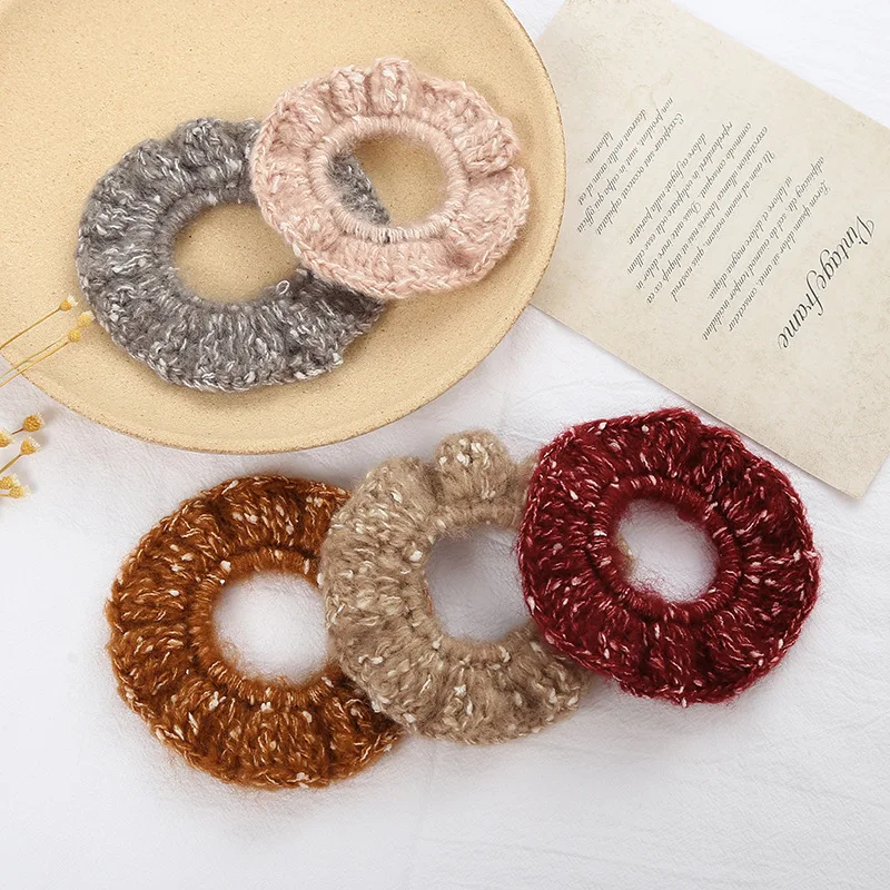 Бесплатная доставка шерстяные вязаные женские резинки для волос в Корейском