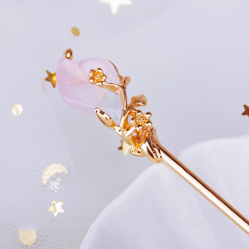 Винтажная китайская прическа для волос в стиле женской металлической стебельной ювелирной булавки с кристаллами и шпильками для волос на свадебных украшениях.