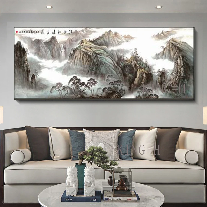 

Chinese landscape painting Chinese landscape painting hall for office family living room decoration painting sofa