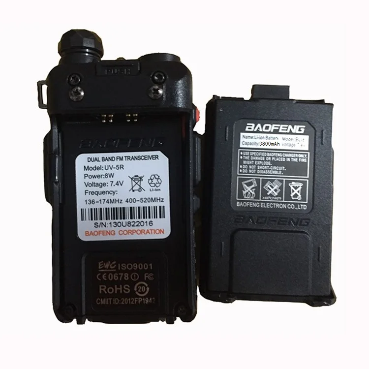 3800mAh battery 2 шт., UV-5r, высокая мощность, настоящее, 8 Вт, 3800 мА/ч, радио, Baofeng, рация, CB, радиосвязь, двухстороннее радио, коммуникатор для Baofeng ham raido uv5r - Цвет: 3800mAh battery