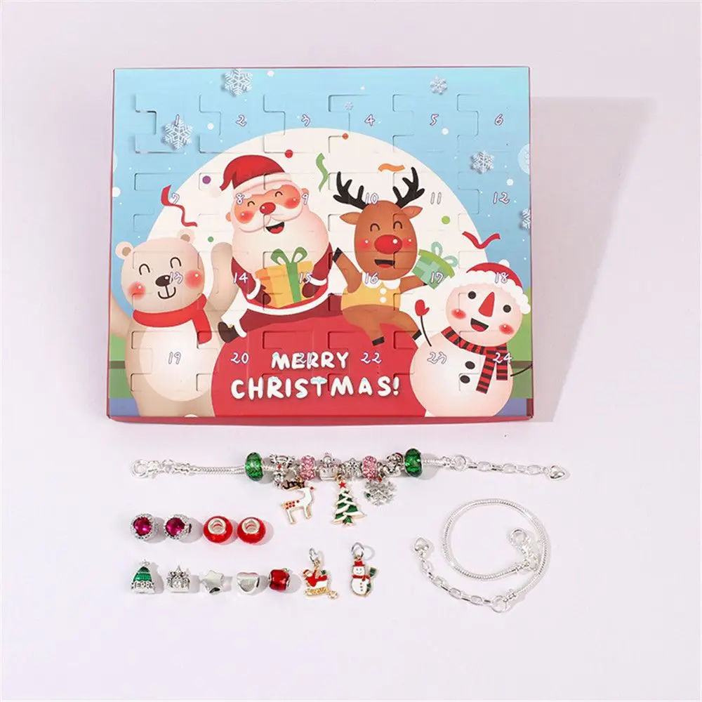 

Creative Jewelry DIY Kit Navidad Ornament Christmas Bracelet Blind Box Advent Calendar 24 Days Countdown Santa Snowman
