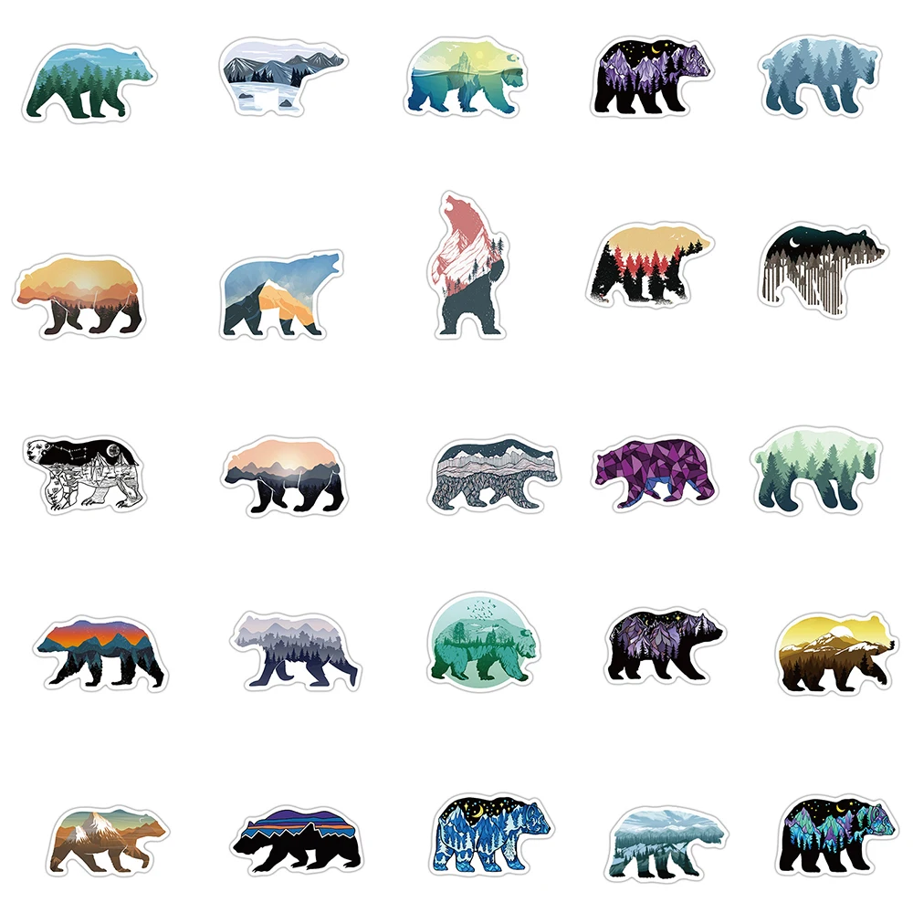103050pcs mountain top colored bear graffiti stickers laptop guitar luggage waterproof cool sticker decal kid classic toys free global shipping
