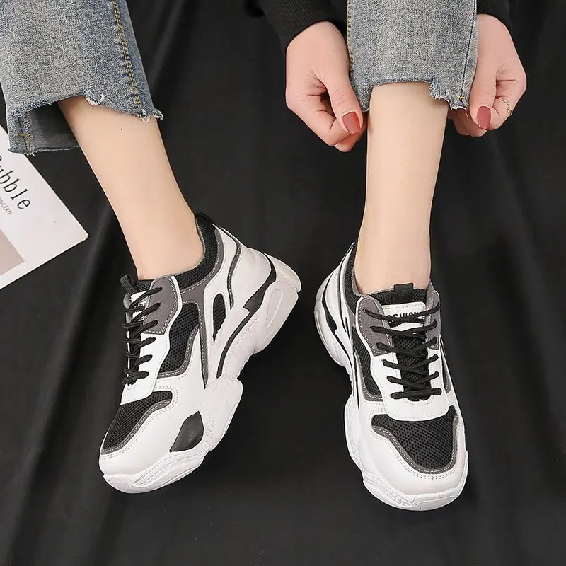

2021 Spring New Women Sneakers Thick Platform Women's Vulcanized Shoes Fashion Lace-up Walking Comfortable Women's Casual Shoes