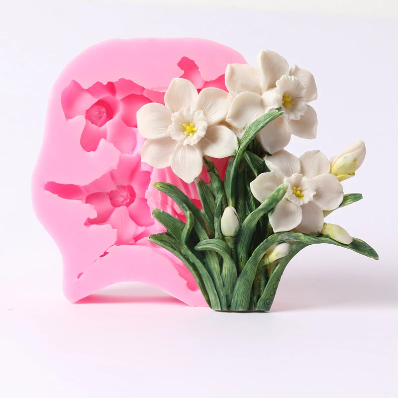 Нарцисса формы Fondant (сахарная) силикагель для мыла 3D DIY многофункциональное