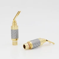 4pcs 24k gold plated spade carbon fiber speaker cable spade terminal connector plug