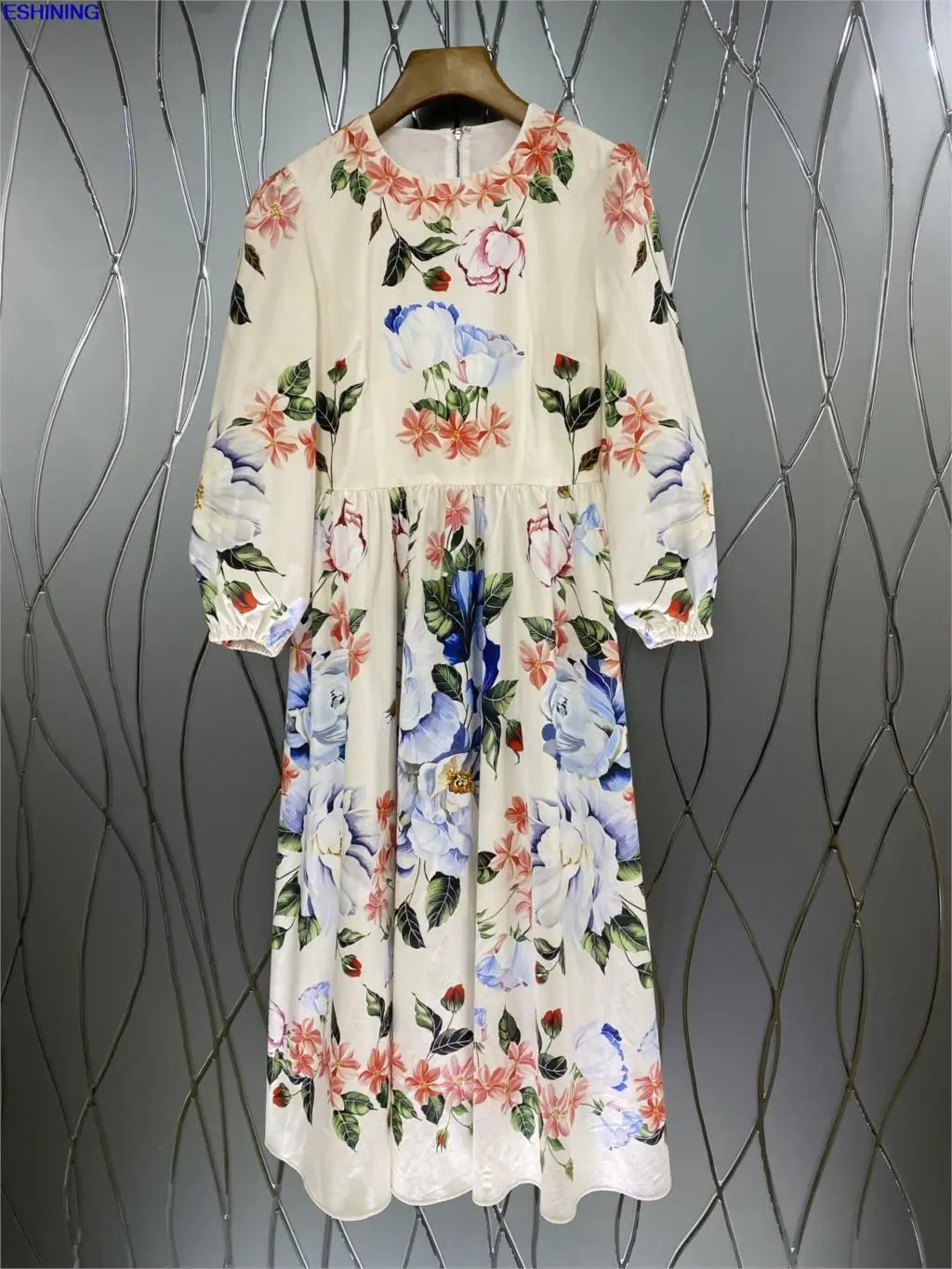 

2021Spring dress dignified, elegant and rich, printed skirt, loose and thin, light mature female long dress